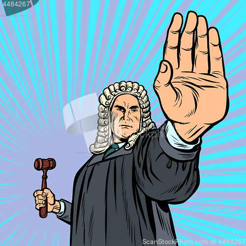 Image of judge with a hammer stop gesture