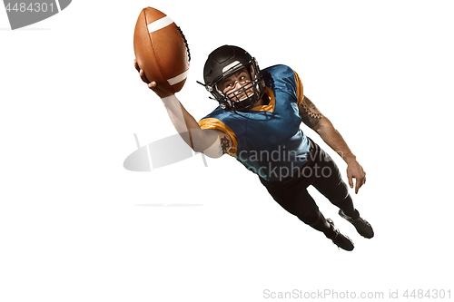 Image of one american football player man studio isolated on white background