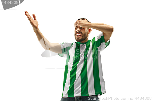 Image of The unhappy and sad Irish fan on white background