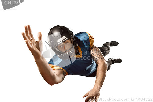 Image of one american football player man studio isolated on white background