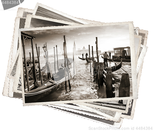 Image of Stack of old vintage photos in Venice Italy