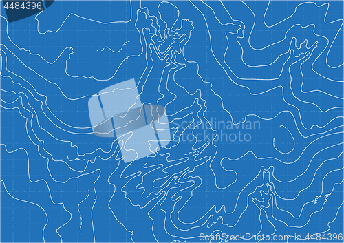 Image of Abstract vector topographic map in blue colors