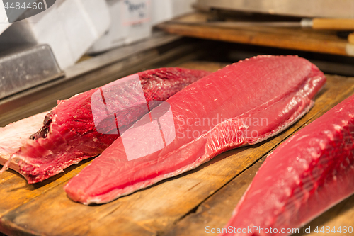 Image of fresh tuna fish at japanese street market