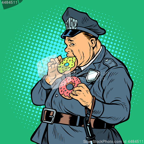 Image of cop eats donut