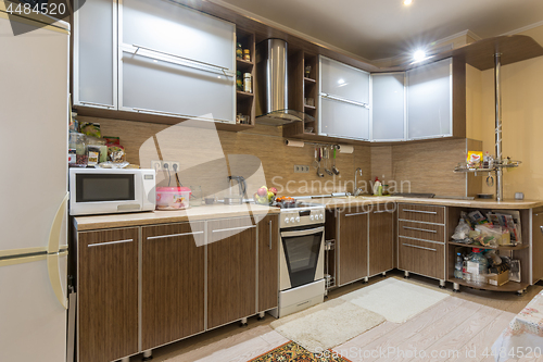 Image of Interior spacious kitchen in a residential apartment