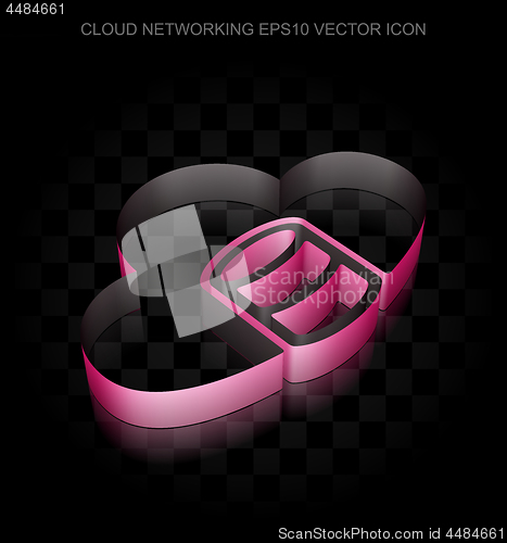Image of Cloud computing icon: Crimson 3d Database With Cloud made of paper, transparent shadow, EPS 10 vector.