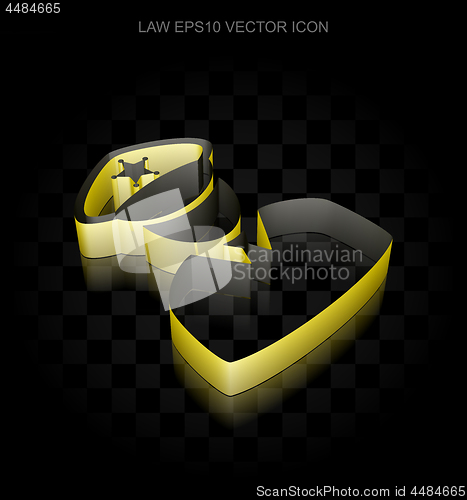 Image of Law icon: Yellow 3d Police made of paper, transparent shadow, EPS 10 vector.