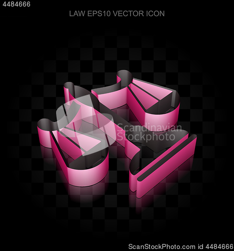 Image of Law icon: Crimson 3d Scales made of paper, transparent shadow, EPS 10 vector.