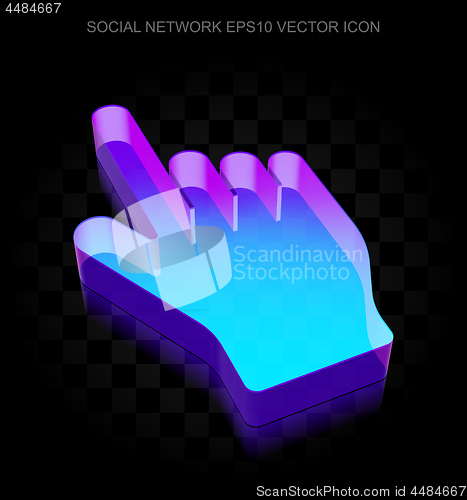 Image of Social network icon: 3d neon glowing Mouse Cursor made of glass, EPS 10 vector.