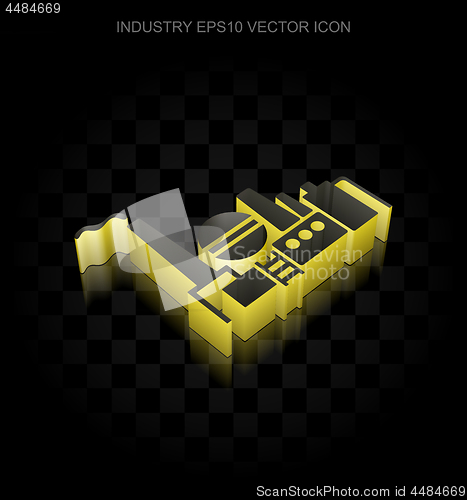 Image of Manufacuring icon: Yellow 3d Oil And Gas Indusry made of paper, transparent shadow, EPS 10 vector.