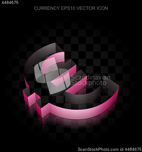 Image of Currency icon: Crimson 3d Euro made of paper, transparent shadow, EPS 10 vector.