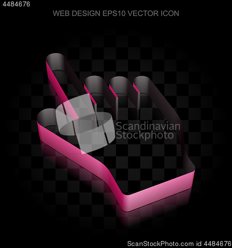 Image of Web design icon: Crimson 3d Mouse Cursor made of paper, transparent shadow, EPS 10 vector.