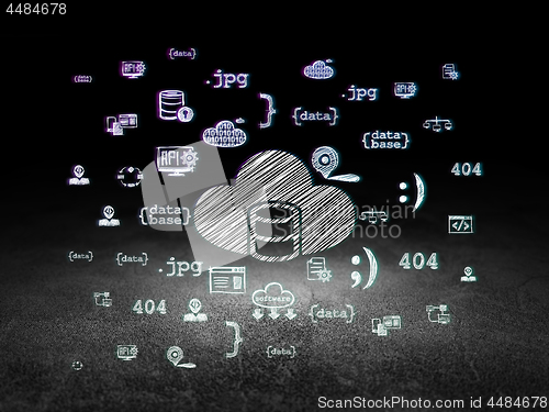 Image of Database concept: Database With Cloud in grunge dark room