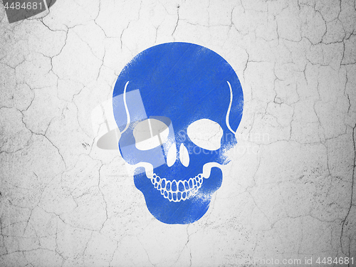 Image of Health concept: Scull on wall background