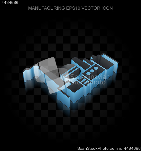 Image of Manufacuring icon: Blue 3d Oil And Gas Indusry made of paper, transparent shadow, EPS 10 vector.