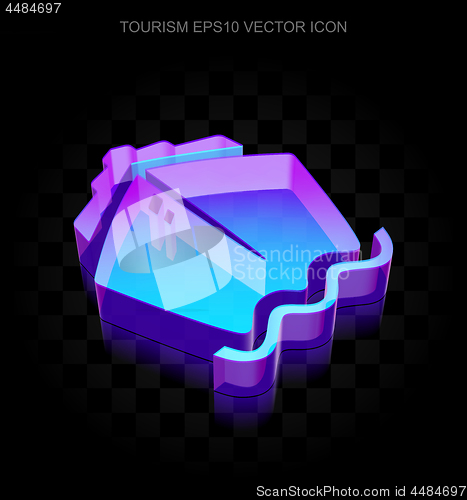 Image of Vacation icon: 3d neon glowing Ship made of glass, EPS 10 vector.