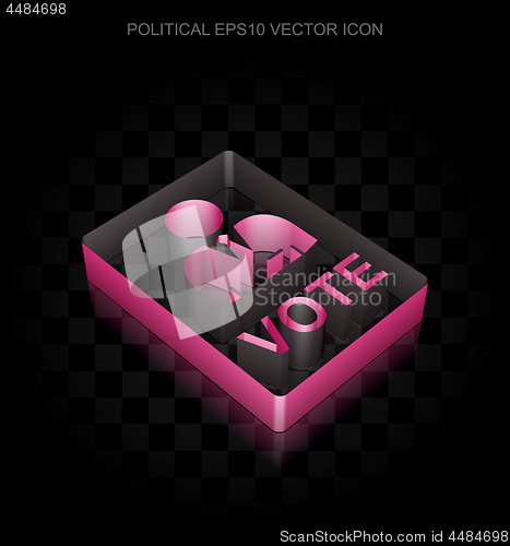 Image of Political icon: Crimson 3d Ballot made of paper, transparent shadow, EPS 10 vector.