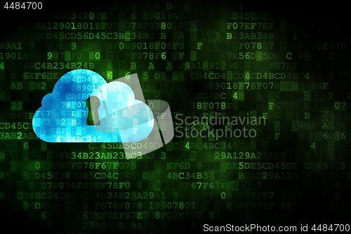 Image of Cloud networking concept: Cloud With Keyhole on digital background