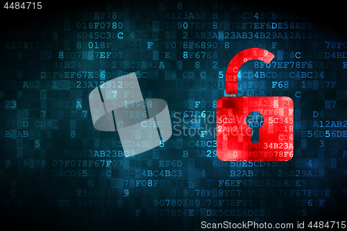 Image of Safety concept: Opened Padlock on digital background