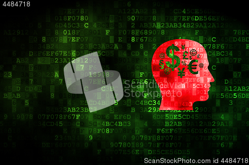 Image of Business concept: Head With Finance Symbol on digital background