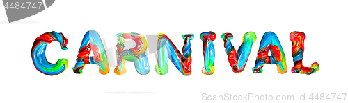 Image of Colorful 3d text carnival on white background