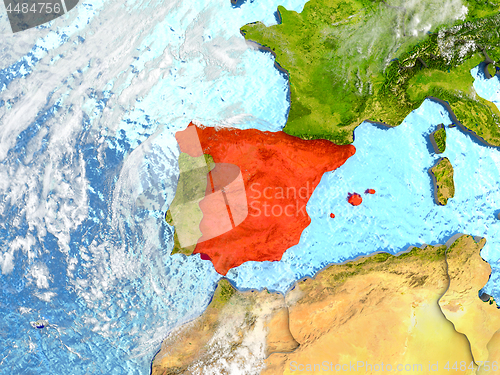 Image of Spain on map with clouds