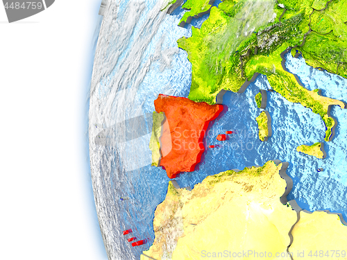 Image of Spain on model of Earth