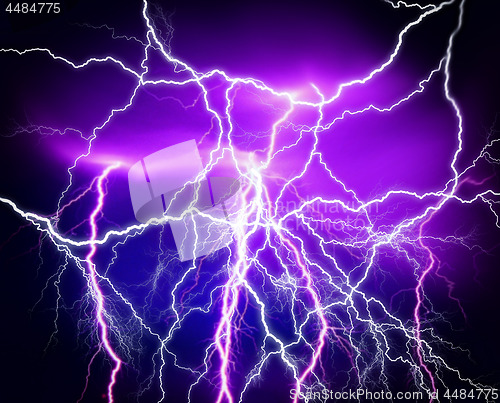 Image of Dramatic sky with stormy clouds and lightnings