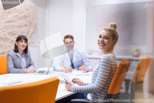 Image of Business Team At A Meeting at modern office building