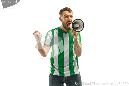 Image of Irish fan celebrating on white background