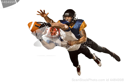 Image of The two american football players studio isolated on white background