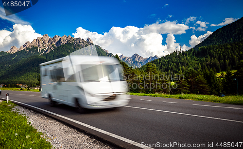 Image of Family vacation travel, holiday trip in motorhome RV, caravan ca