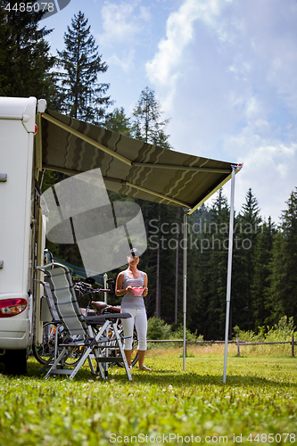 Image of Family vacation travel, holiday trip in motorhome