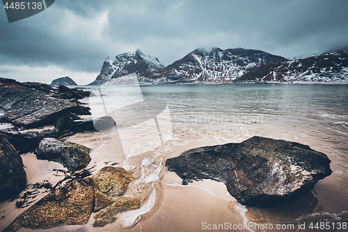 Image of Rocky coast of fjord in Norway