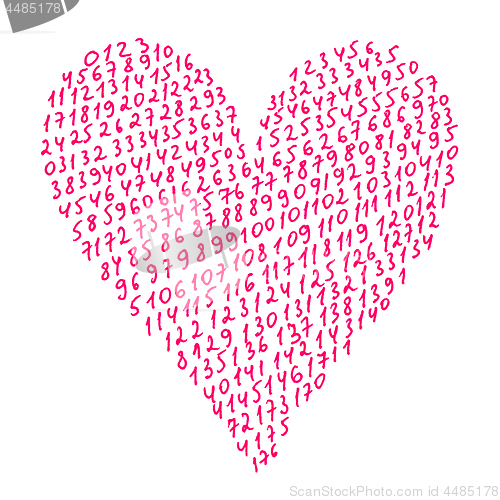 Image of Abstract pink heart with pattern from numbers