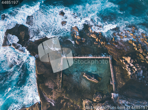 Image of Aerial view of waves around Curl Curl rock pool