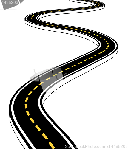 Image of Leaving the highway, curved road with markings. 3D vector illustration on white