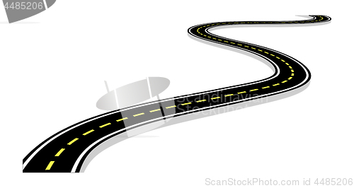 Image of Leaving the highway, curved road with markings. 3D vector illustration on white