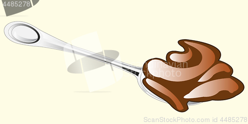 Image of Kitchen instrument dinning-room spoon with chocolate mass