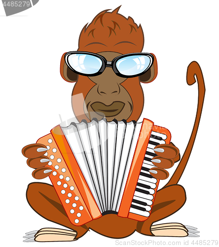 Image of Vector illustration of the gorilla with accordeon