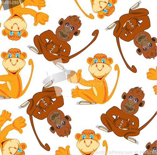 Image of Gorilla and marmoset pattern on white background