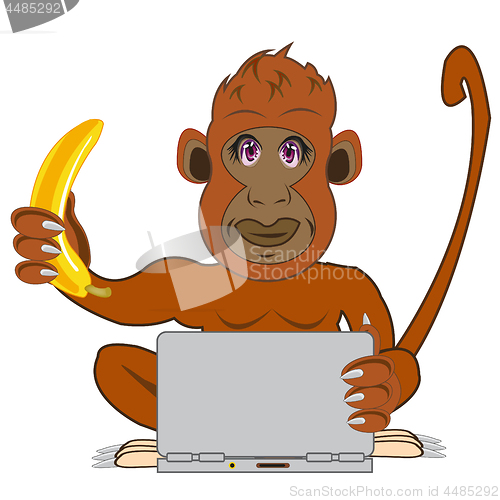 Image of Ape with banana in hand for computer