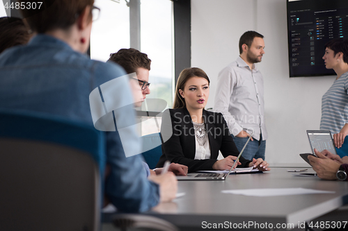 Image of Business Team At A Meeting at modern office building