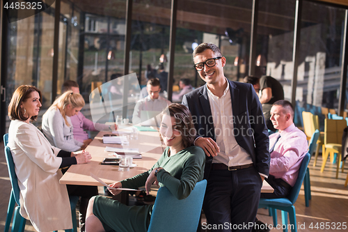 Image of Business Team At A Meeting at modern office building