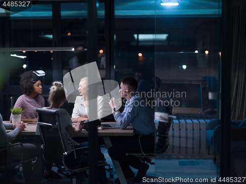 Image of Multiethnic Business team using virtual reality headset