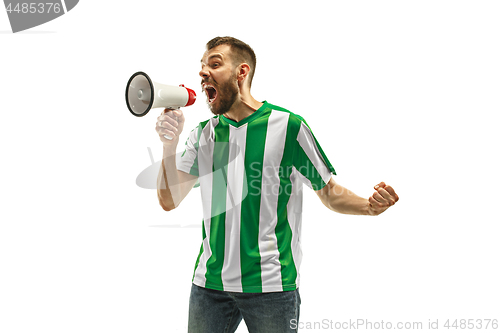 Image of Irish fan celebrating on white background