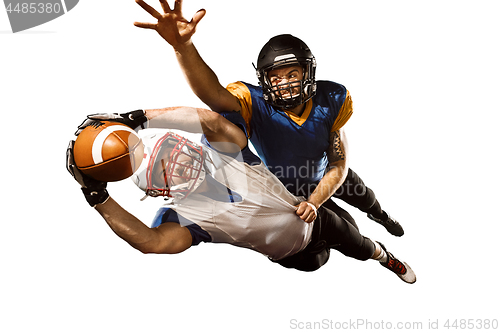 Image of The two american football players studio isolated on white background