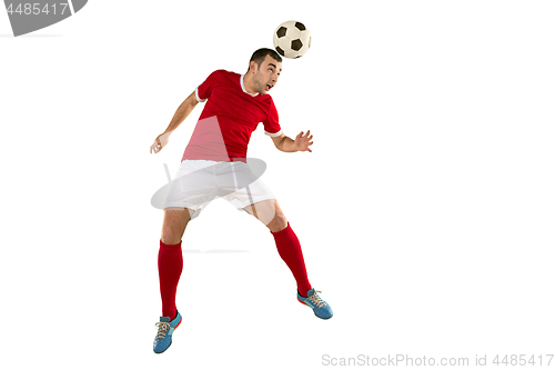 Image of Professional football soccer player isolated white background