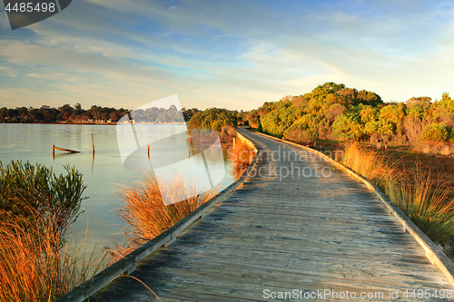 Image of Early morning at the boardwalk coastal seascape