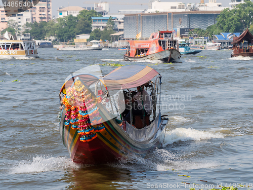 Image of Ferry traffic on the Chao Praya River in Bangkok